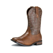 IUV Cowboy Boots For Men Western Boot Durable Classic Embroidered Square Toe Traditional Boots
