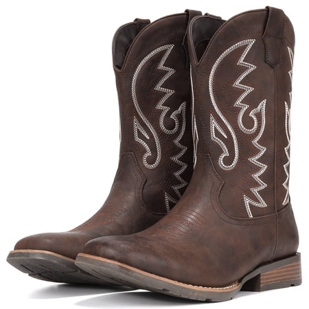 Cowboy Boots For Men Western Boot Durable Fashionable Retro Classic Embroidered Pull On Slip Resistant Boots