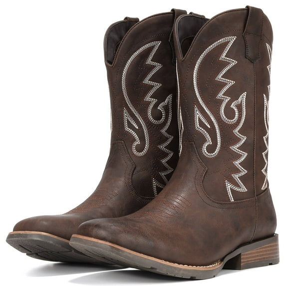 Cowboy Boots For Men Western Boot Durable Fashionable Retro Classic Embroidered Pull On Slip Resistant Boots