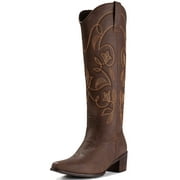 IUV Western Cowgirl Boots for Women Knee High Pointy Toe