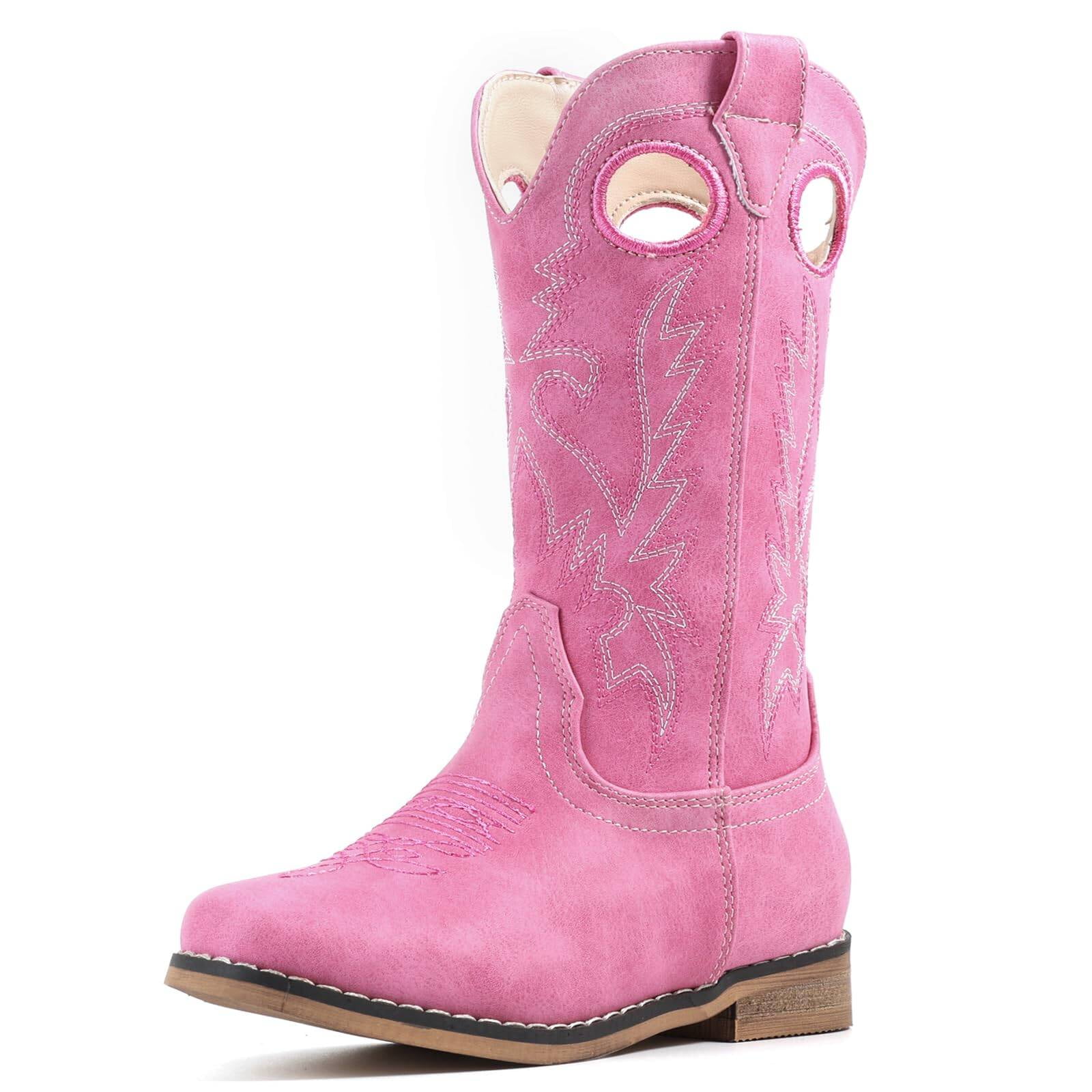 Cowboy Boots for Boys Girls Western Square Toe Cowgirl Boots Mid Calf Riding Shoes (Toddler/Little Kid/Big Kid)
