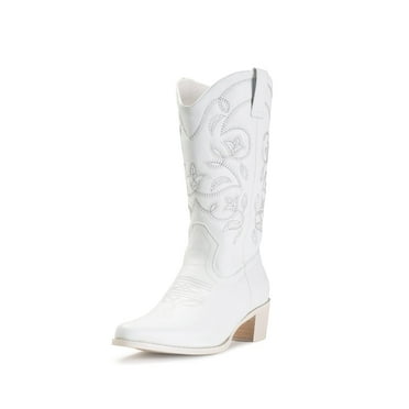 IUV Women's Square Toe Mid-Calf Western Cowboy Boot for Female,Sizes 5-11.5