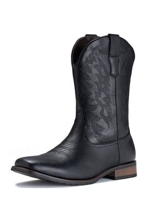 Men’s Cowboy Boots Square Toe Durable Traditional, Black