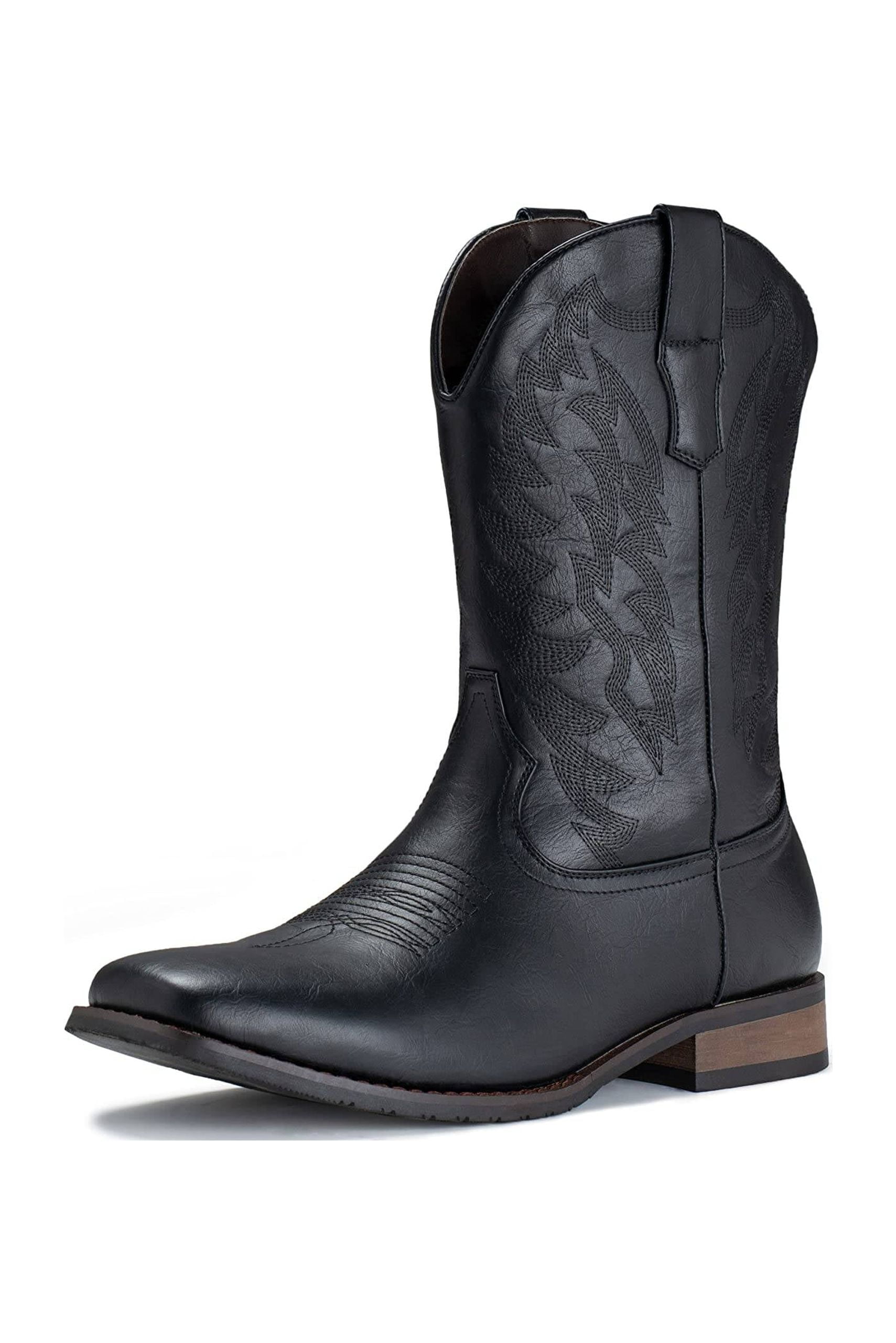 IUV Mens Size 8 Black Western Ostrich Style Embroidered Pull On Cowboy Boots Your favorite boot is restocked? The one you know and love  main image 3