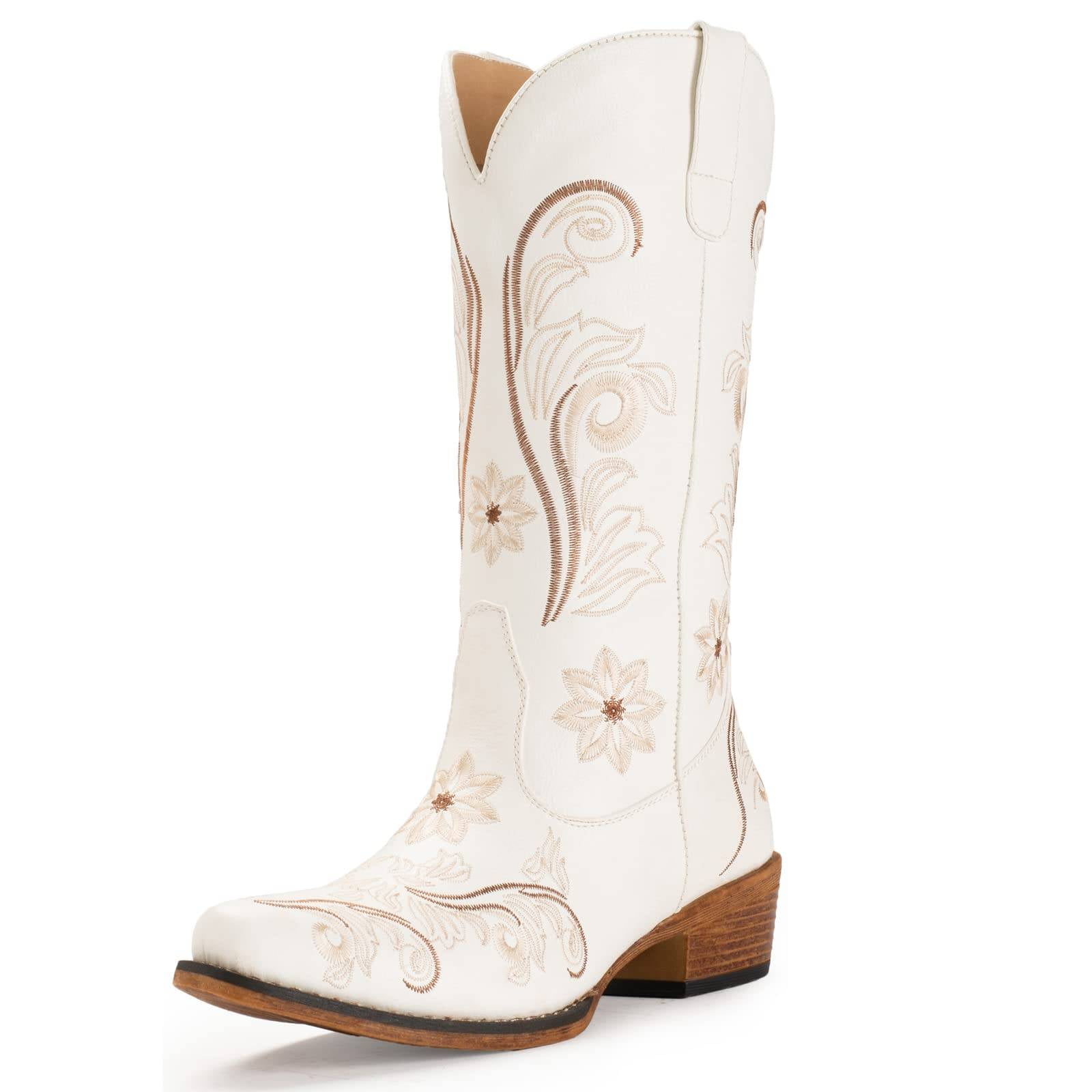 IUV Mid-Calf Cowgirl Boots Cowboy Western Pull-On Tabs Pointy Toe Boot ...