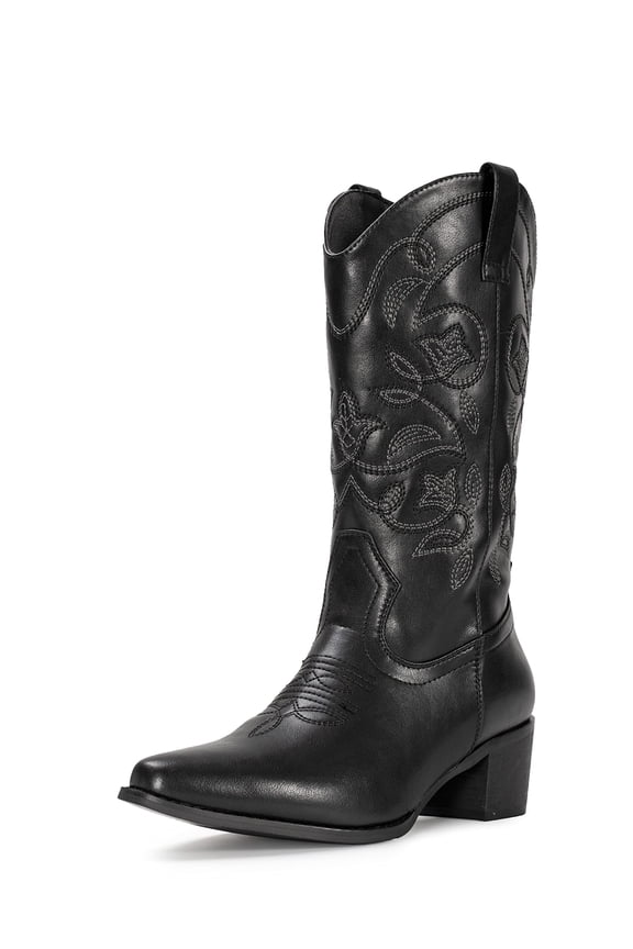 Women's Square Toe Mid-Calf Western Cowboy Boot for Female,Sizes 5-11.5