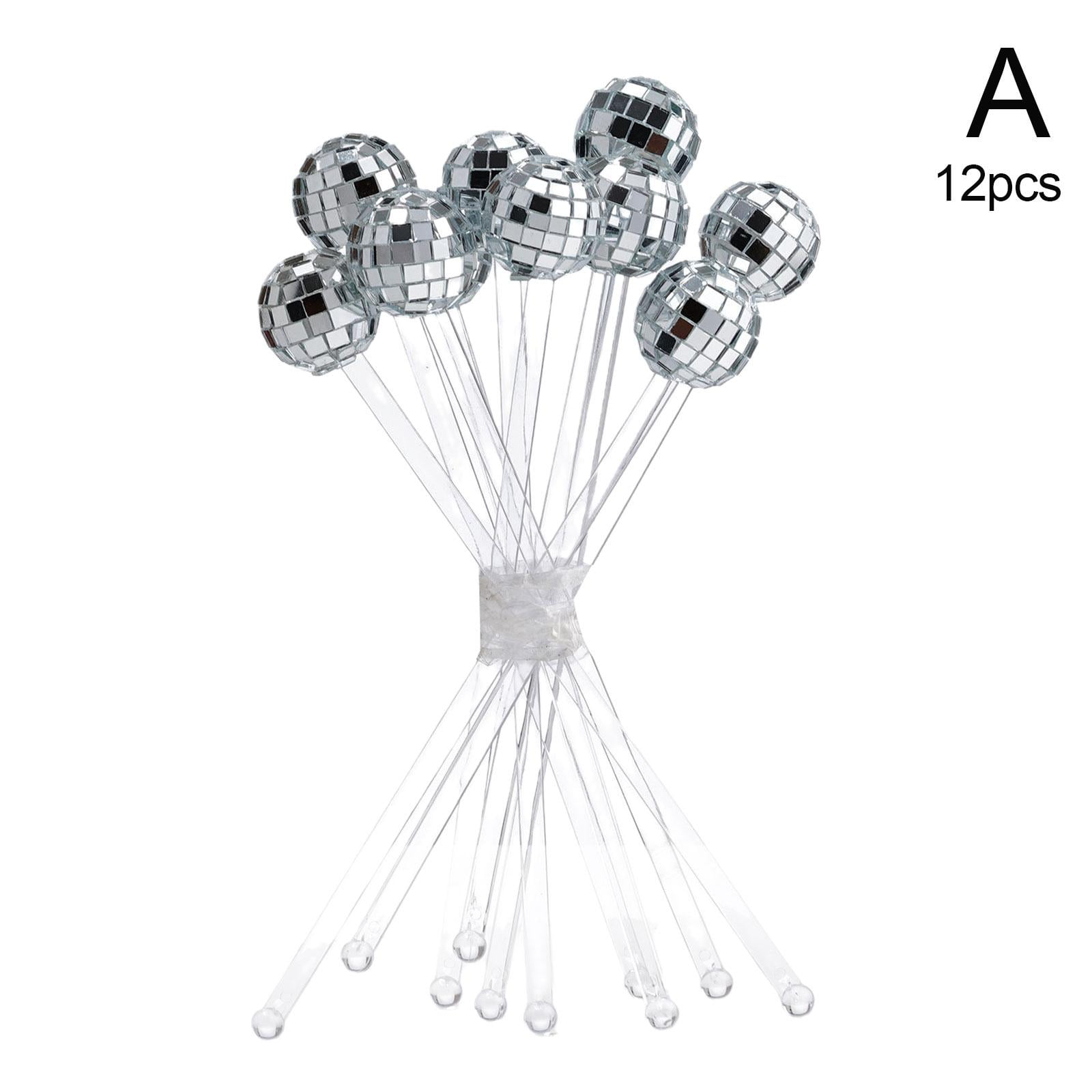 Disco Cocktail Stirrers 12pcs Coffee Beverage Mixer Sparkle Cake Stick Flip  Practical Plastic Round Top Rotating Rod (without Cup)