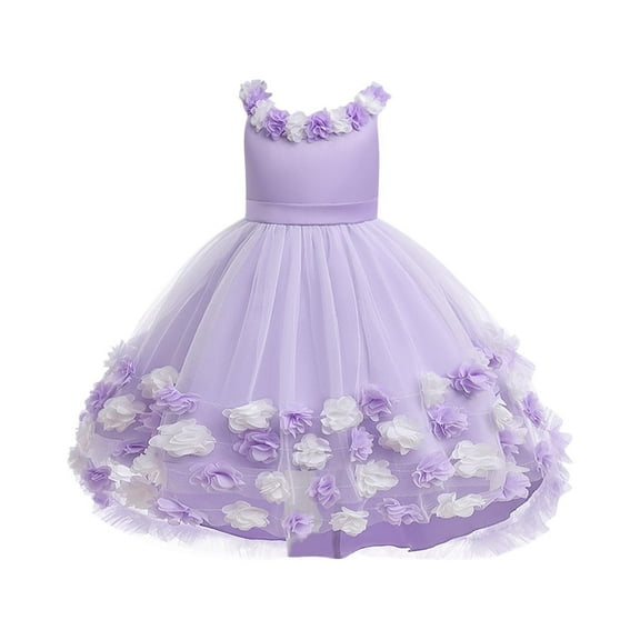 IUYRTFE Children Girls Formal Party Dress Princess Gown for Special Occasion Birthday Celebration Pageant Clothes Flower Girl Cute Dresses(Purple#2,4 Years)
