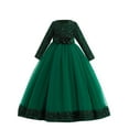 thumbnail image 1 of IUYRTFE Cute Christmas Party Dress for Girls Long Sleeve Tulle Ball Gown Elegant Holiday Pageant Dress for Special Occasion Birthday Celebration Formal Events(Green,10 Years), 1 of 7