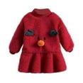 thumbnail image 1 of IUYRTFE Girls Christmas Reindeer Plush Dress Set Warm Fleece Long Sleeve Round Neck Belted Dress Outfit for Holiday Party Casual Daily Wear(Red,3 Years), 1 of 3