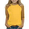 thumbnail image 1 of IUYRTFE Kids Boys Girls Casual Fashion Round Neck 3/4 Sleeve Printed T-Shirt Blouse Summer Spring Top Comfortable Soft Daily Wear Play Outfit School Clothes(Yellow#2,13 Years), 1 of 7