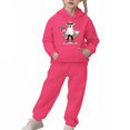 thumbnail image 1 of IUYRTFE Kids Halloween Hooded Sweatshirt Set Long Sleeve Pullover Two Piece Outfit Fall Winter Warm Casual Playwear Party Wear Toddler Boys Girls Clothing(Hot Pink#5,3 Years), 1 of 5