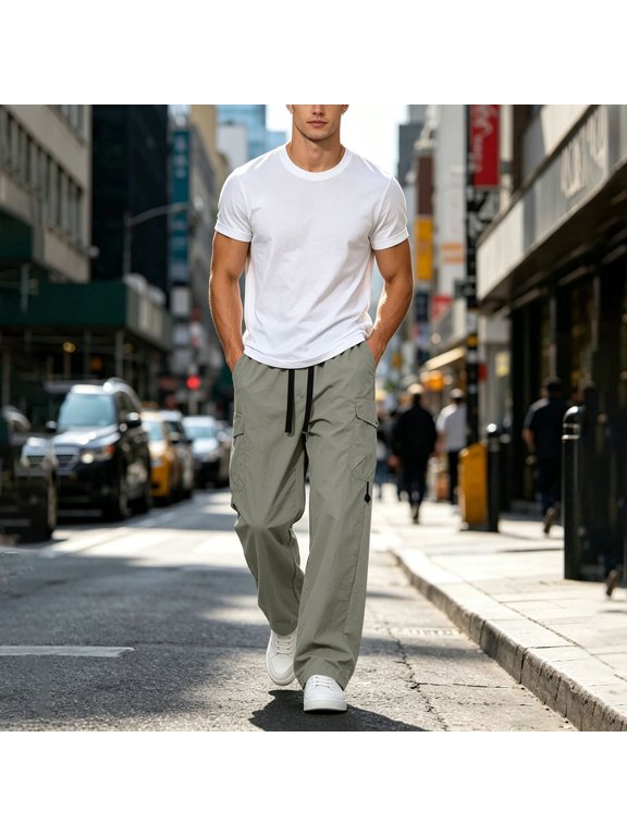 Men's Straight Leg Cargo Pants, 100% Polyamide Performance Dry for Summer Outdoor