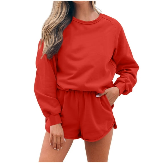 IUYRTFE Women Fashion Solid Color Sleepwear and Shorts Set Comfortable Homewear Outfit Home Wear Soft Loose Pajama Set Cozy Sleepwear