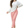 thumbnail image 1 of IUYRTFE Women Flannel Pajamas Set Fall Winter Cozy Sleepwear Loungewear Soft Printed Pajama Outfit with Cute Fashion Print Long Sleeve Pants Two Piece Comfortable Homewear, 1 of 9
