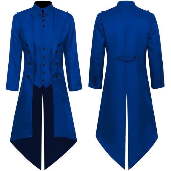 IUYRTFE Women Gothic Punk Vintage Tailcoat Long Sleeve Button Up Halloween Coat
