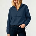 thumbnail image 1 of IUYRTFE Women Half Zip Pullover Windbreaker Jacket Long Sleeve Stand Collar Drawstring Hem Casual Top, 1 of 8