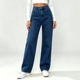 thumbnail image 1 of IUYRTFE Women High Waisted Wide Leg Denim Jeans Loose Fit Casual Straight Long Pants with Pockets for Daily Wear, 1 of 5