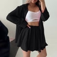 thumbnail image 1 of IUYRTFE Women Long Sleeve Button Down Top and High Waist Ruffle Shorts Set Casual 2 Piece Outfit, 1 of 9