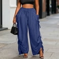 thumbnail image 1 of IUYRTFE Women Solid Color Lantern Pants Drawstring Elastic Waist Loose Harem Trousers with Pockets, 1 of 6