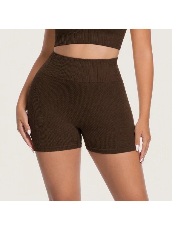 Women Yoga Shorts, Polyamide Slim Fit Elastic Waist Stretch Workout Shorts for Daily Wear
