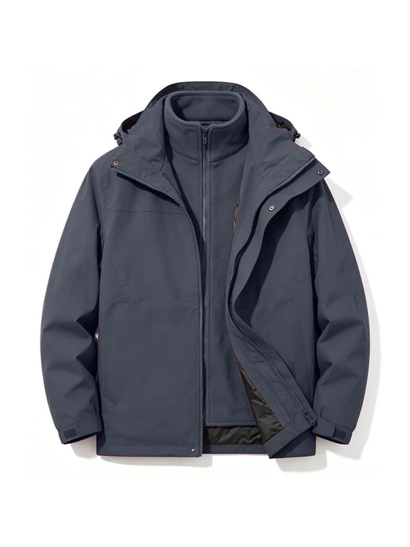 Women's 3-in-1 Ski Jacket, 95% Polyester 5% Spandex Regular Fit Removable Hood Waterproof
