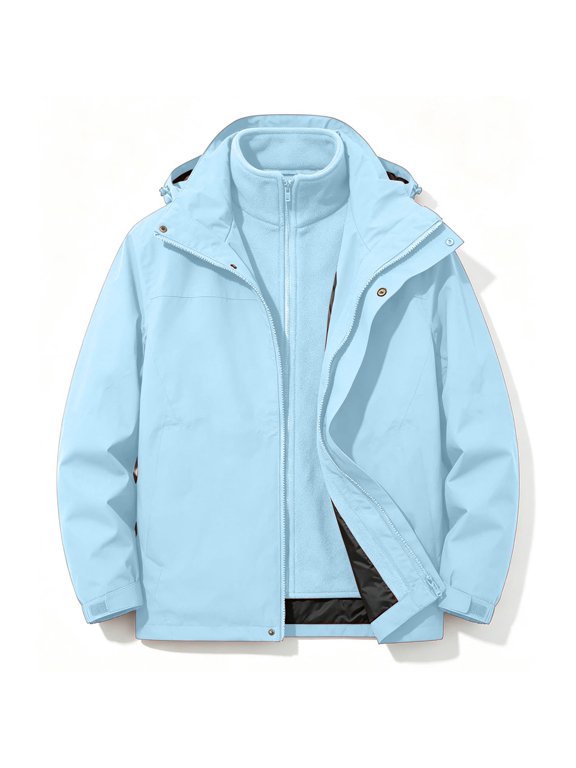 IUYRTFE Women's 3-in-1 Ski Jacket, 95% Polyester 5% Spandex Regular Fit Removable Hood Waterproof