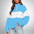 thumbnail image 1 of IUYRTFE Women's Color Block Half Zip Pullover Sweatshirt Long Sleeve Collared Casual Sporty Top, 1 of 7