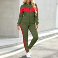 thumbnail image 1 of IUYRTFE Women's Color Block Zip Up Tracksuit Long Sleeve Jacket and Jogger Pants 2 Piece Set, 1 of 7