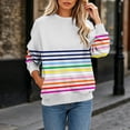 thumbnail image 1 of IUYRTFE Women's Colorful Striped Crew Neck Long Sleeve Sweatshirt – Relaxed Fit Casual Pullover for Fall, Winter, and Daily Wear, 1 of 6