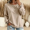thumbnail image 1 of IUYRTFE Women's Cotton Linen Long Sleeve T-Shirt Round Neck Loose Fit Casual Summer Beach Top, 1 of 9