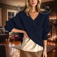 thumbnail image 1 of IUYRTFE Women's Cross V Neck Off Shoulder Knit Sweater Loose Fit Casual Batwing Sleeve Pullover Top, 1 of 6