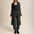 thumbnail image 1 of IUYRTFE Women's Deep V Neck Lace Cardigan Coat Long Sleeve Belted Waist Sheer Floral Layering Outerwear, 1 of 9