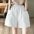 thumbnail image 1 of IUYRTFE Women's High Waist Loose Fit Summer Shorts with Pockets Elastic Waist Casual Straight Leg Bottoms, 1 of 5