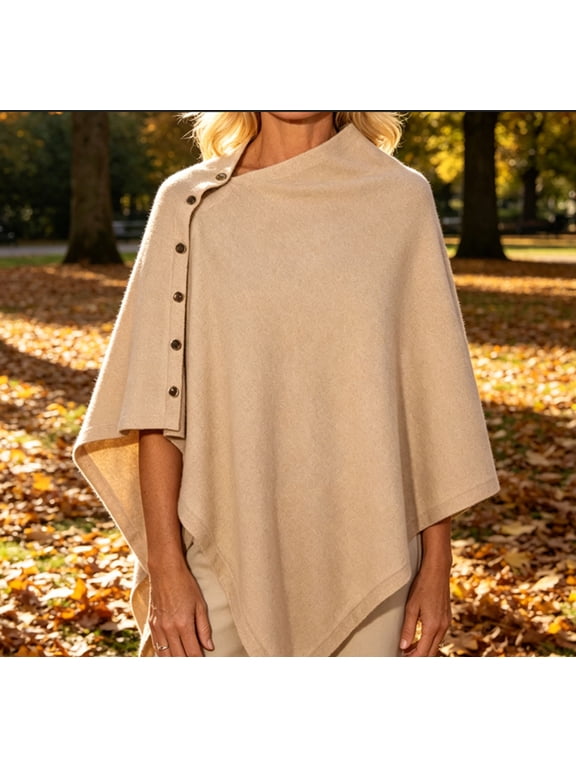 Women's Knit Poncho, Acrylic Loose Fit Open Front Shawl Wrap for Fall Winter Daily Wear