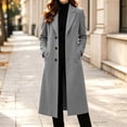 thumbnail image 1 of IUYRTFE Women's Long Lapel Collar Coat Casual Solid Color Overcoat with Pockets, 1 of 9