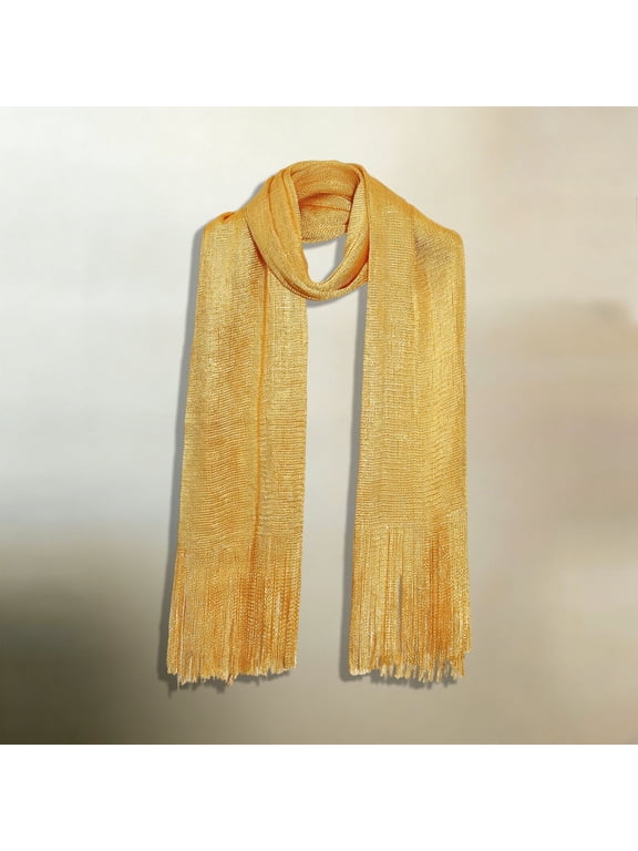 Women's Metallic Shimmer Scarf, Polyester Regular Fit Long Wrap for Evening Party Wear