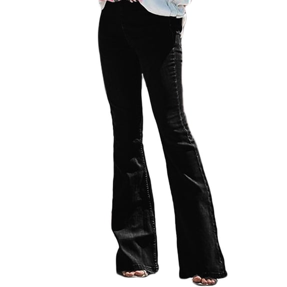 IUYRTFE Women's Mid Waist Flare Denim Jeans Slim Fit Bootcut Stretch Pants with Pockets