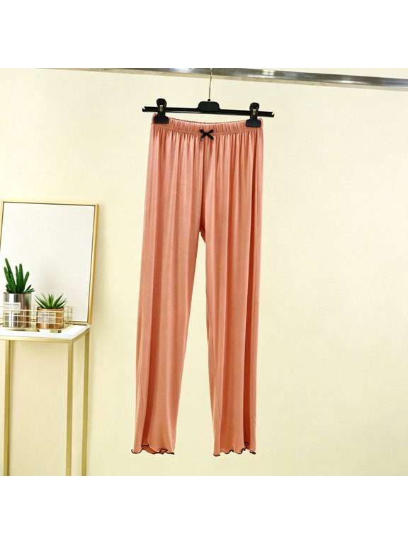 Women's Pajama Pants, Modal Blend Loose Fit Elastic Waist Straight Leg for Home Wear
