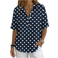 thumbnail image 1 of IUYRTFE Women's Polka Dot Short Sleeve Collared Blouse – Casual V-Neck Button-Front Shirt for Summer Beach Vacation and Daily Wear, 1 of 6