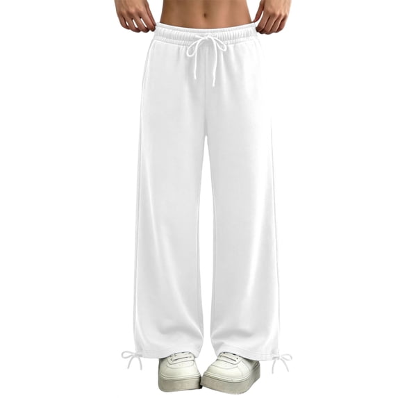 IUYRTFE Women's Relaxed Fit Drawstring Wide Leg Sweatpants with Pockets Elastic Waist Casual Lounge Trousers