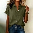 thumbnail image 1 of IUYRTFE Women's Short Sleeve Button Down Collared Blouse Solid Color Casual Summer Work Shirt, 1 of 6