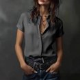 thumbnail image 1 of IUYRTFE Women's Short Sleeve Collared Button Down Shirt Relaxed Fit Stretch Casual Summer Blouse, 1 of 7