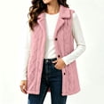 thumbnail image 1 of IUYRTFE Women's Sleeveless Faux Fur Vest with Lapel Collar and Button Front Mid Length Plush Cardigan Jacket with Pockets, 1 of 7