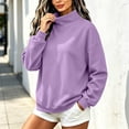 thumbnail image 1 of IUYRTFE Women's Solid Color High Neck Sweatshirt Long Sleeve Casual Pullover Top with Front Pocket, 1 of 7