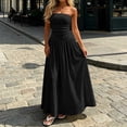 thumbnail image 1 of IUYRTFE Women's Strapless Ruched Waist Maxi Dress Solid Color A Line Long Casual Summer Gown, 1 of 6