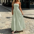 thumbnail image 1 of IUYRTFE Women's Strapless Ruched Waist Maxi Dress Solid Color A Line Long Casual Summer Gown, 1 of 6