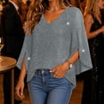 thumbnail image 1 of IUYRTFE Women's V-Neck Mesh Split Sleeve Top Glitter Party Blouse Loose Fit Evening Wear, 1 of 7