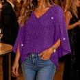 thumbnail image 1 of IUYRTFE Women's V-Neck Mesh Split Sleeve Top Glitter Party Blouse Loose Fit Evening Wear, 1 of 7