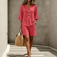 thumbnail image 1 of IUYRTFE Women's V-Neck Sleeveless Button Front Top and Wide Leg Pants Set Casual Summer Two Piece Outfit with Pockets, 1 of 7